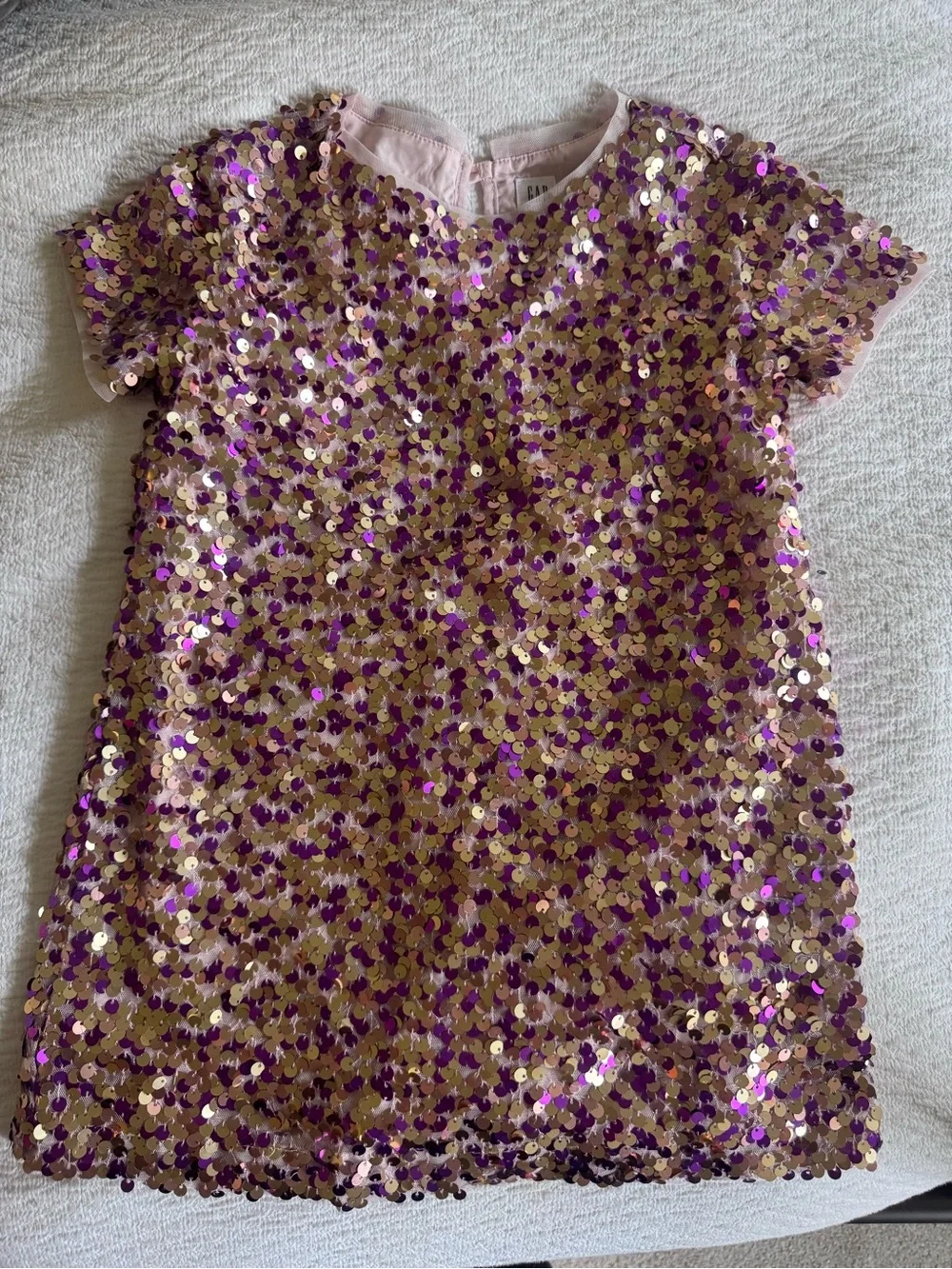GAP Kids Pink and Gold Sequin Short Sleeve party dress